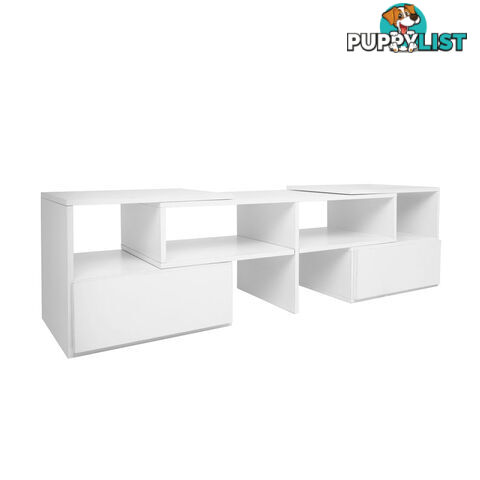 White TV Stand Entertainment Unit Adjustable Cabinet