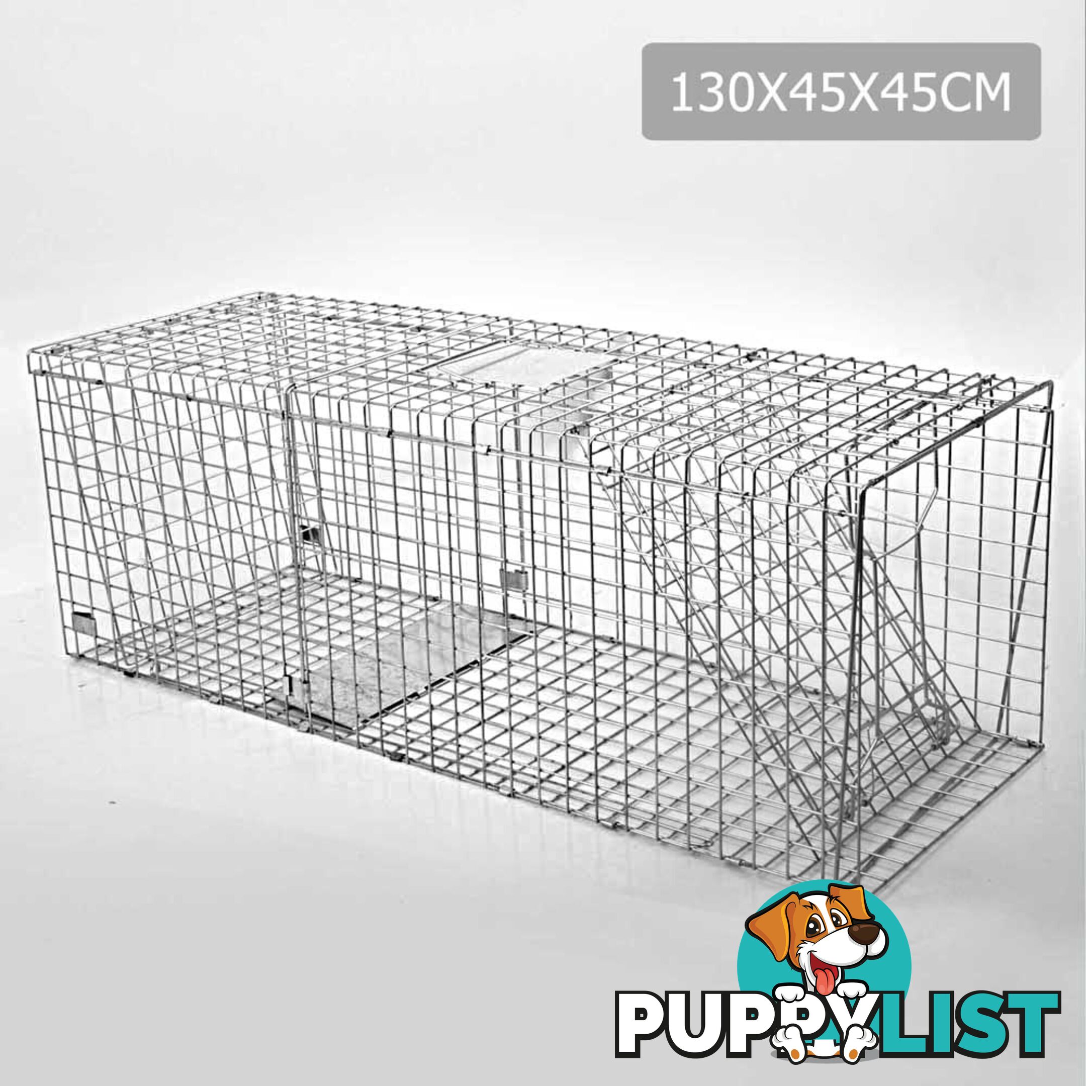 XL Humane Animal Trap Cage Cat Possum Rabbit Fox Koala Hare Catch 130 x 45cm