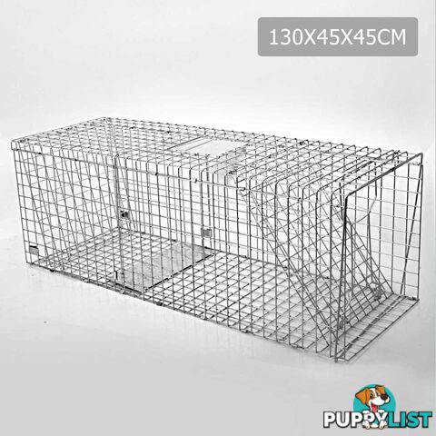 XL Humane Animal Trap Cage Cat Possum Rabbit Fox Koala Hare Catch 130 x 45cm