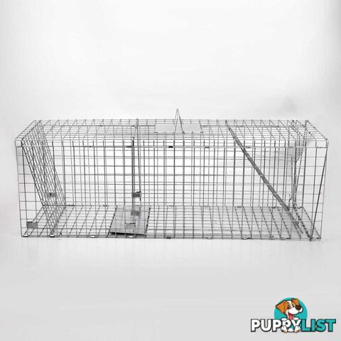 XL Humane Animal Trap Cage Cat Possum Rabbit Fox Koala Hare Catch 130 x 45cm