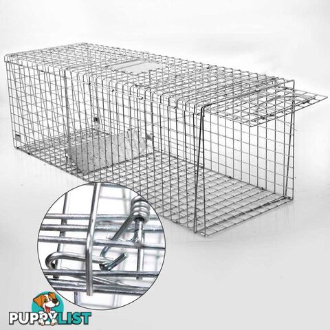 XL Humane Animal Trap Cage Cat Possum Rabbit Fox Koala Hare Catch 130 x 45cm