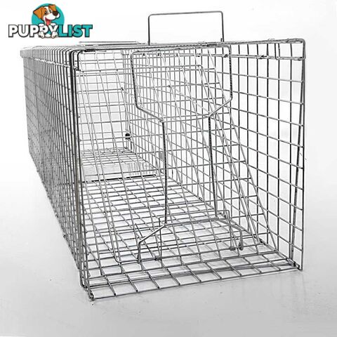 XL Humane Animal Trap Cage Cat Possum Rabbit Fox Koala Hare Catch 130 x 45cm