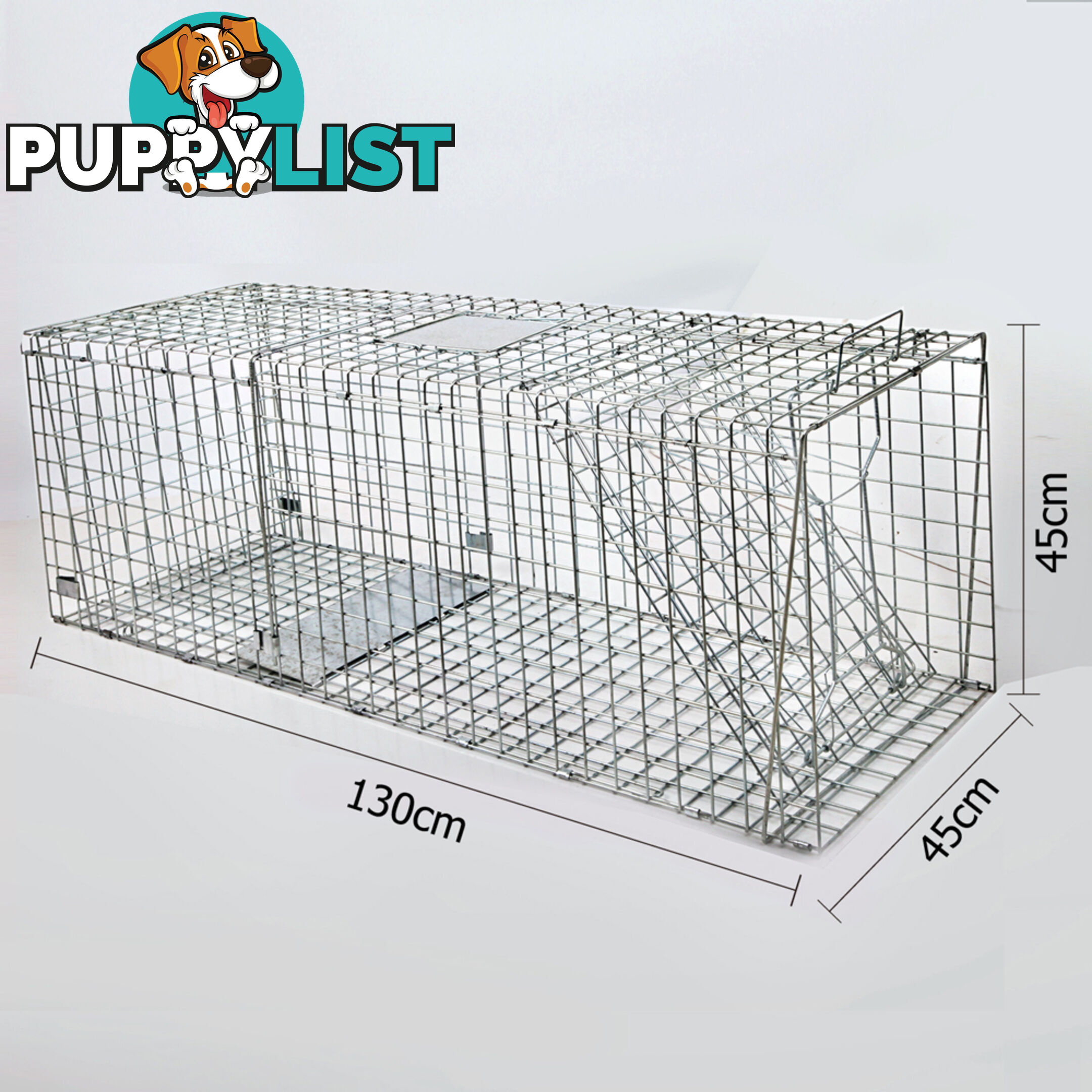 XL Humane Animal Trap Cage Cat Possum Rabbit Fox Koala Hare Catch 130 x 45cm