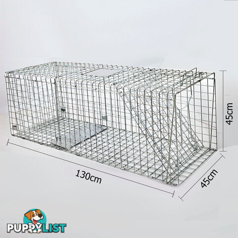 XL Humane Animal Trap Cage Cat Possum Rabbit Fox Koala Hare Catch 130 x 45cm