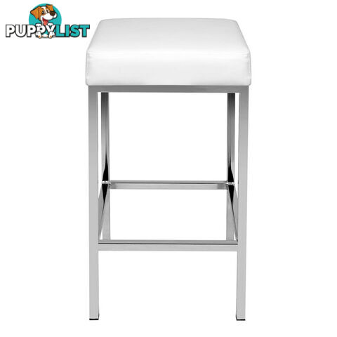 Set of 2 PU Leather Kitchen Bar Stool Heavy Duty Footrest White