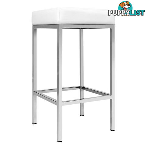 Set of 2 PU Leather Kitchen Bar Stool Heavy Duty Footrest White