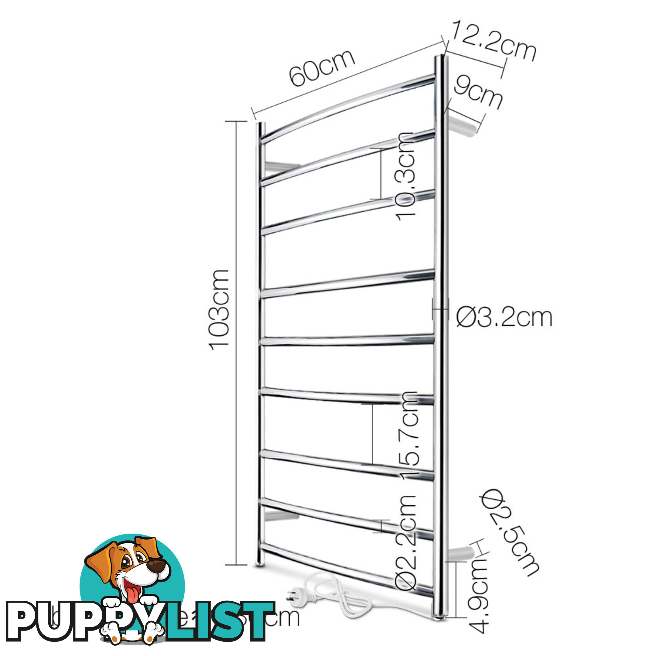 Electric Large Heated Towel Rail Bathroom Stainless Steel Warm Rail Bar