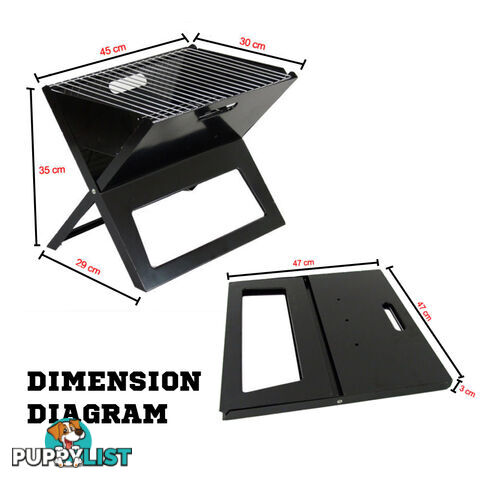 Portable Notebook Grill BBQ Foldable Folding Charcoal Camping Barbecue Picnic