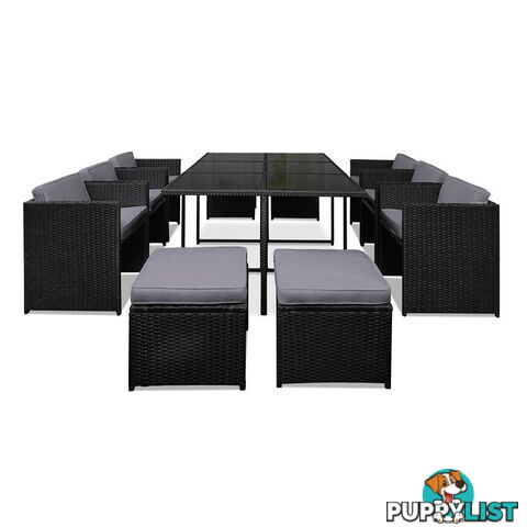 Capetown Dining 10 Seater Set _ Black & Grey