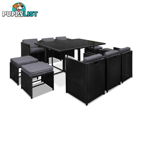 Capetown Dining 10 Seater Set _ Black & Grey