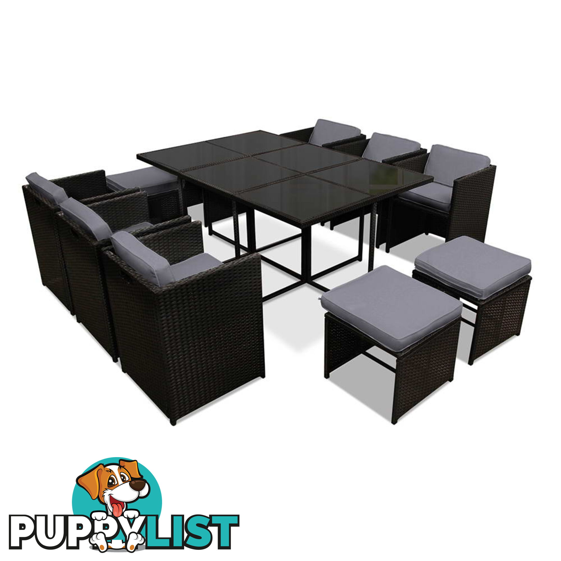 Capetown Dining 10 Seater Set _ Black & Grey