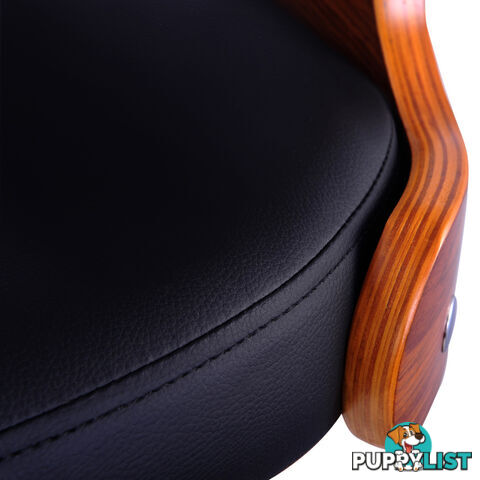 PU Leather Wooden Kitchen Bar Stool Padded Seat Black