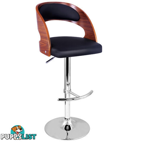 PU Leather Wooden Kitchen Bar Stool Padded Seat Black