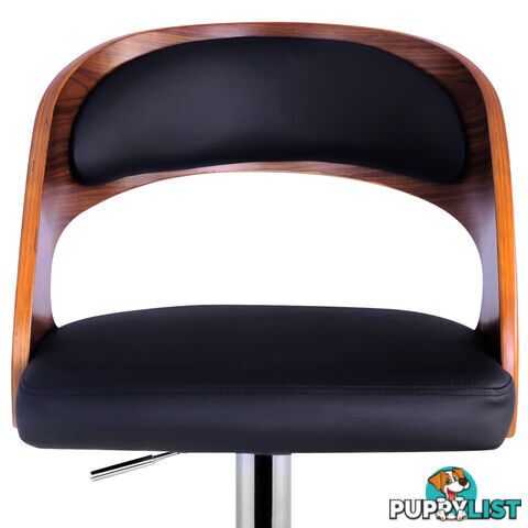 PU Leather Wooden Kitchen Bar Stool Padded Seat Black