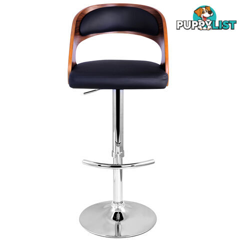 PU Leather Wooden Kitchen Bar Stool Padded Seat Black