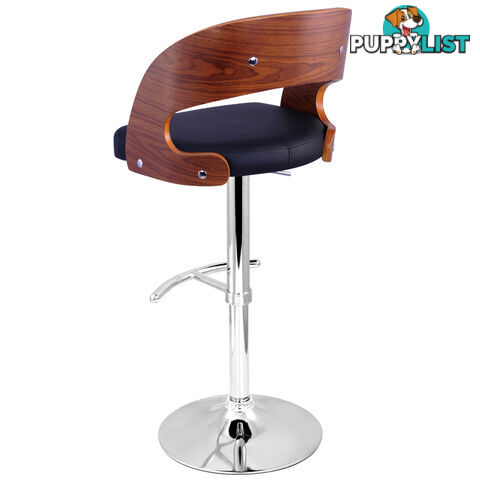 PU Leather Wooden Kitchen Bar Stool Padded Seat Black