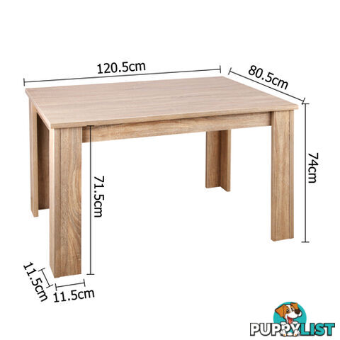 Rectangular 4 Seater Dining Table Natural Wood