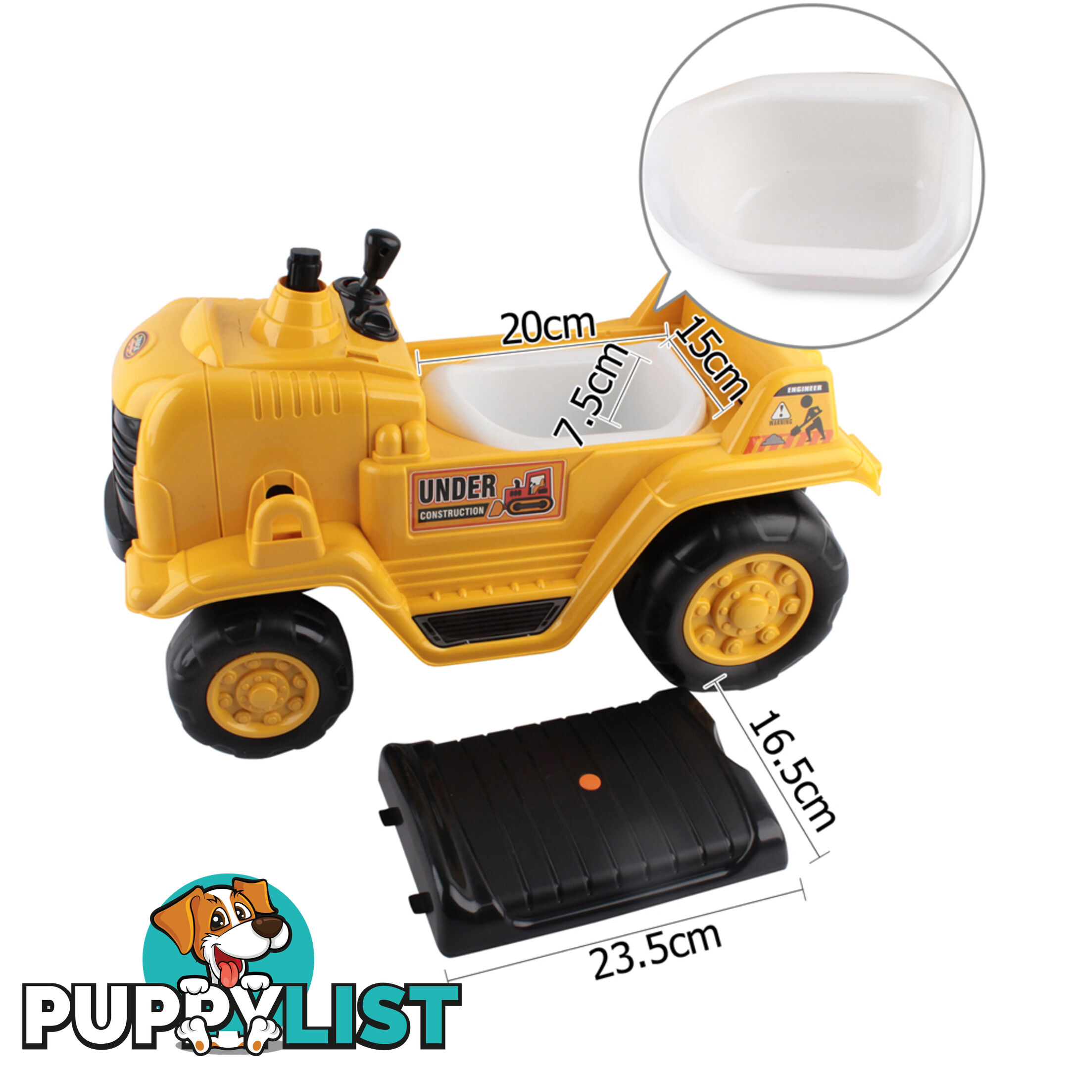 Children Pretend Play Bulldozer Kids Ride On Toy Car Free Safe Helmet