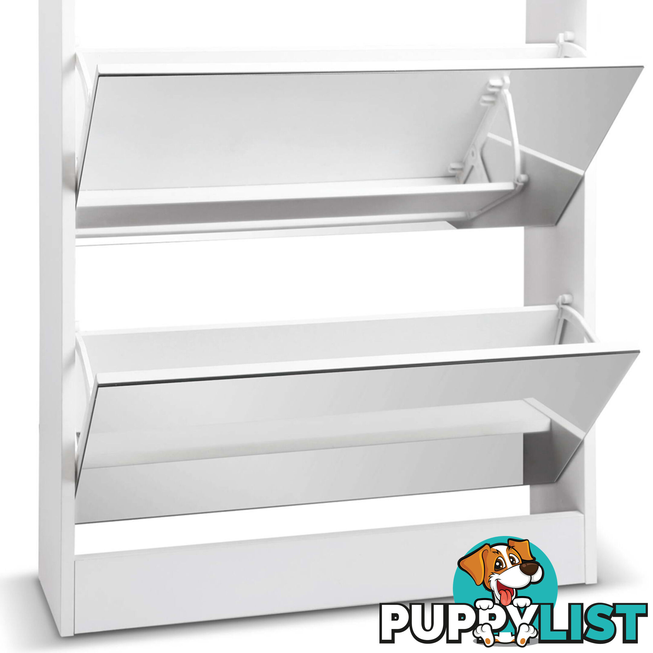 Mirrored Shoe Cabinet Storage 5 Drawers Shelf White