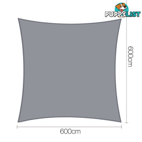 Heavy Duty Square Shade Sail Cloth Sun Canopy Shadecloth 6 x 6m Grey 280g/m2