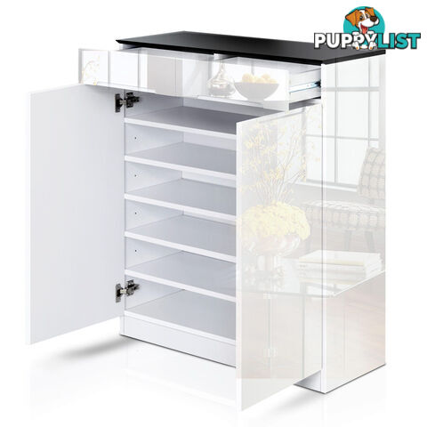 High Gloss Shoe Cabinet Rack Black / White