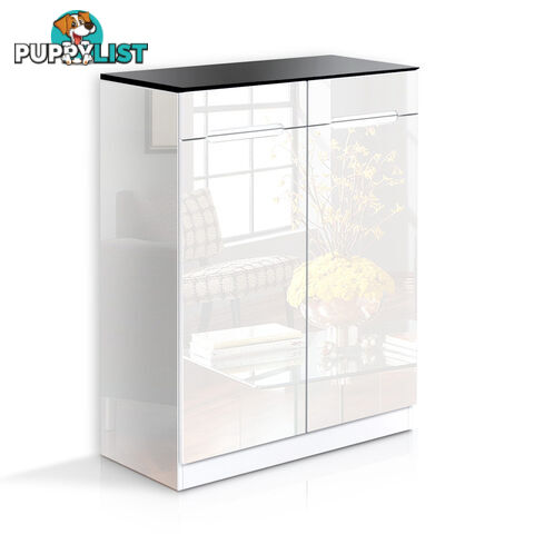 High Gloss Shoe Cabinet Rack Black / White