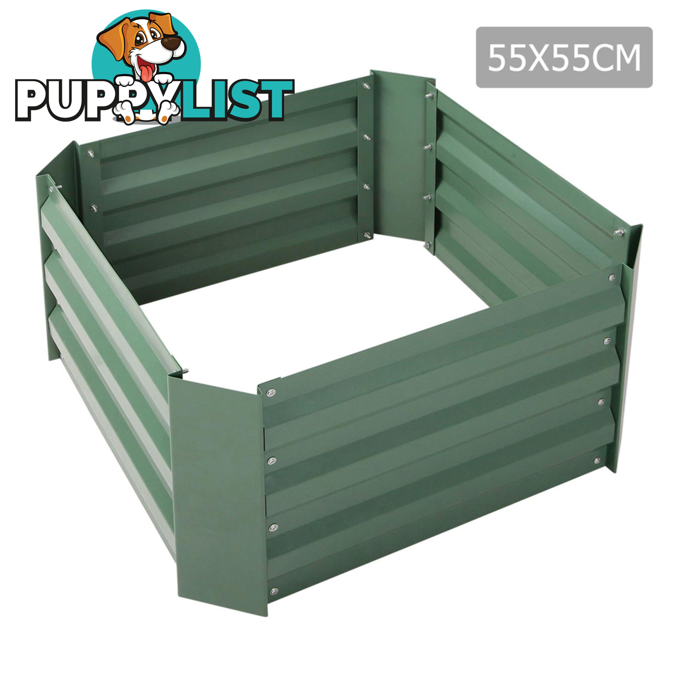 Galvanised Raised Garden Bed 55 x 55cm Green