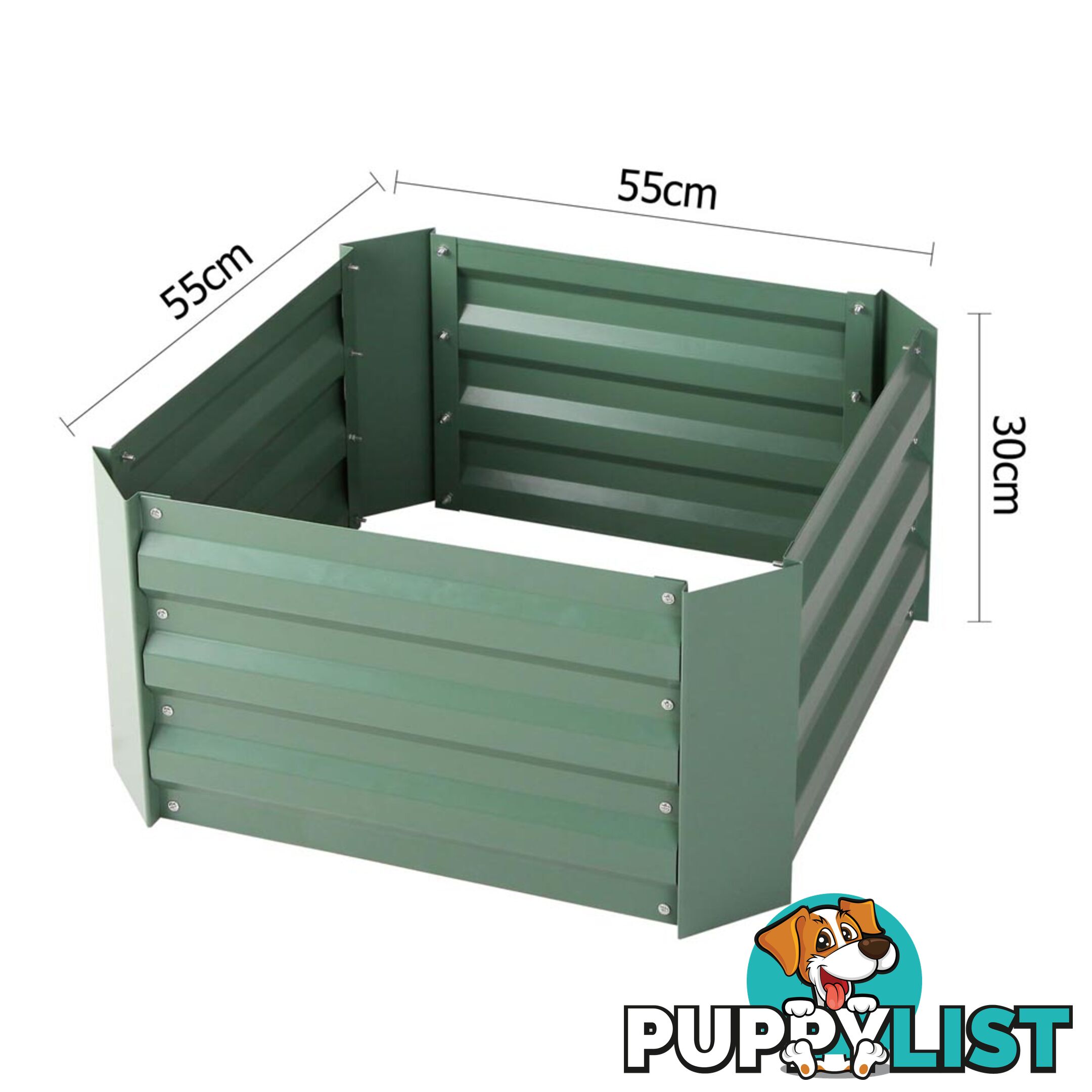 Galvanised Raised Garden Bed 55 x 55cm Green