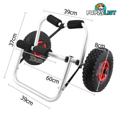 Aluminium Kayak Trolley 100kg Canoe Surf Ski Carrier Boat Cart Watercraft