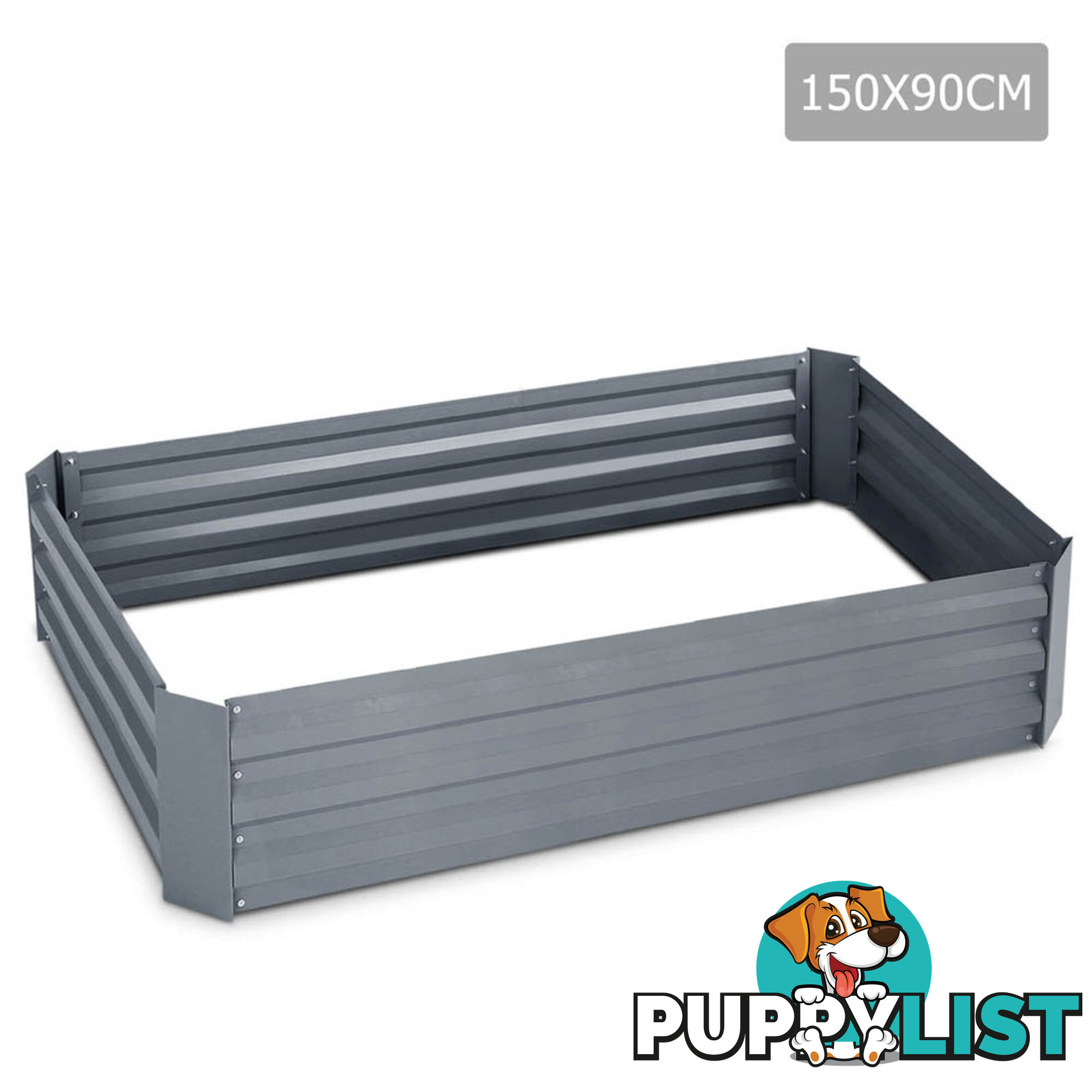 Grey Raised Garden Bed Galvanised Steel 150x90x30cm Elevated Instant Planter