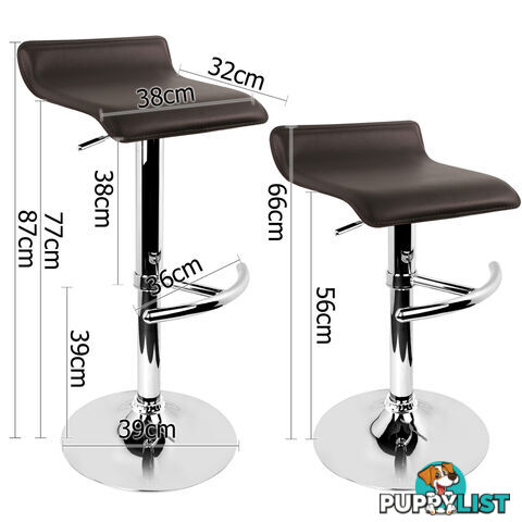 2 x PVC Leather Cafe Kitchen Bar Stool Counter Height Gas Lift Chair Chocolate