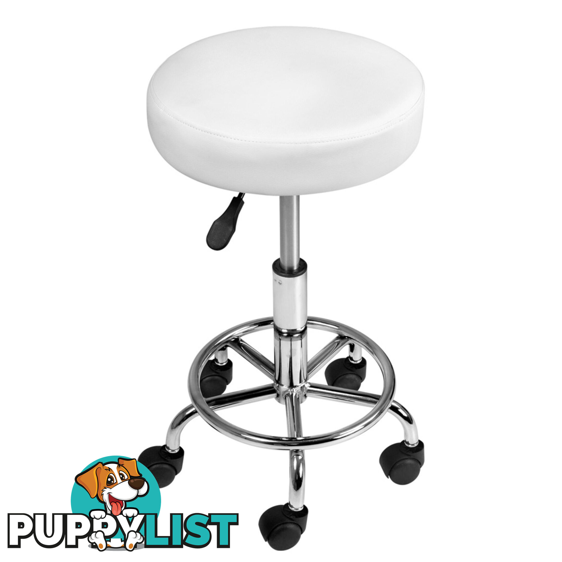 Round PU Swivel Salon Stool White