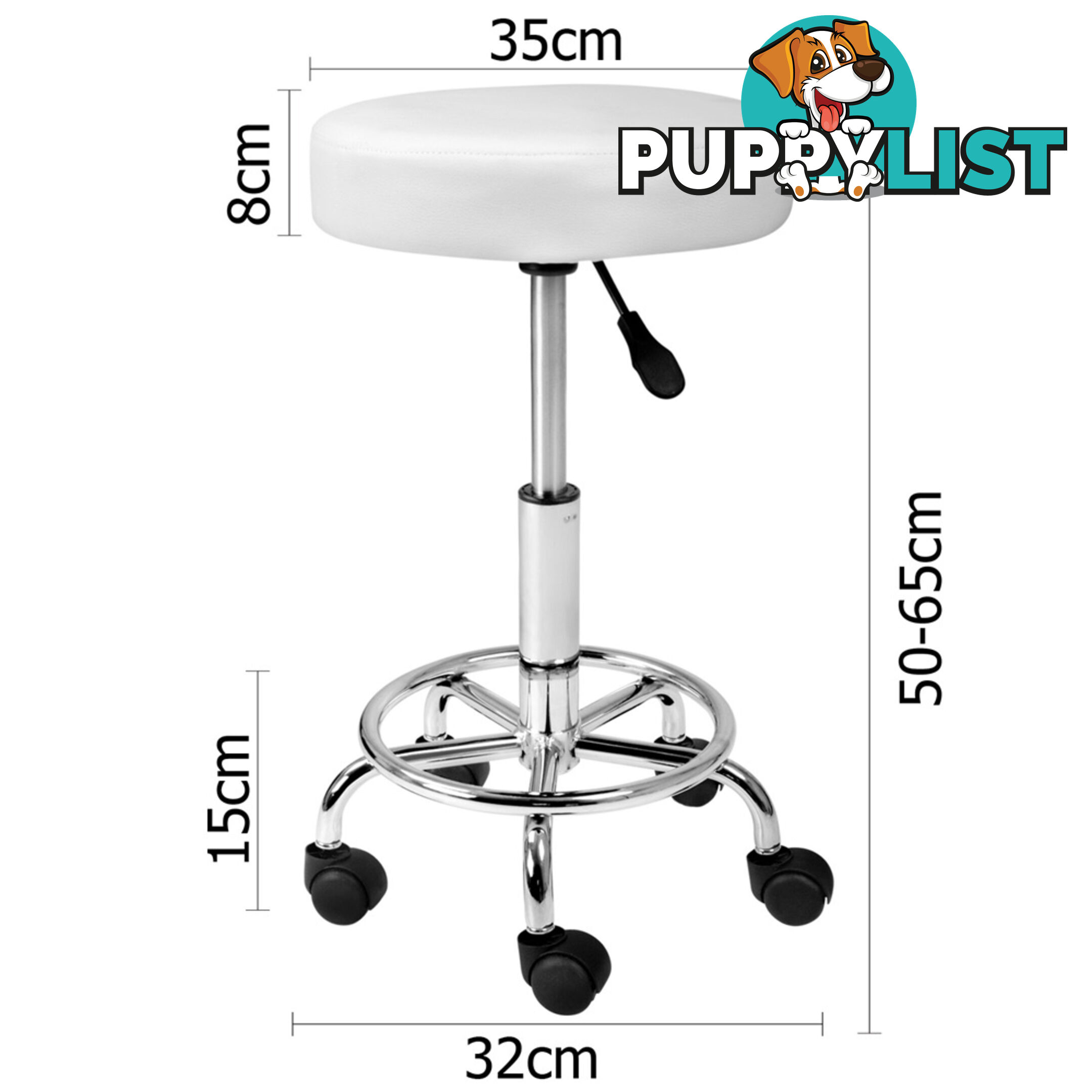 Round PU Swivel Salon Stool White