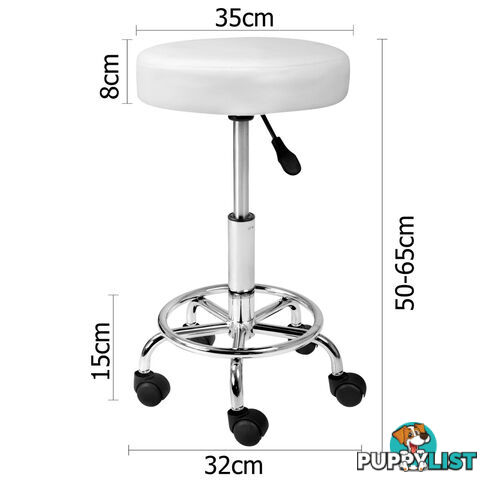 Round PU Swivel Salon Stool White