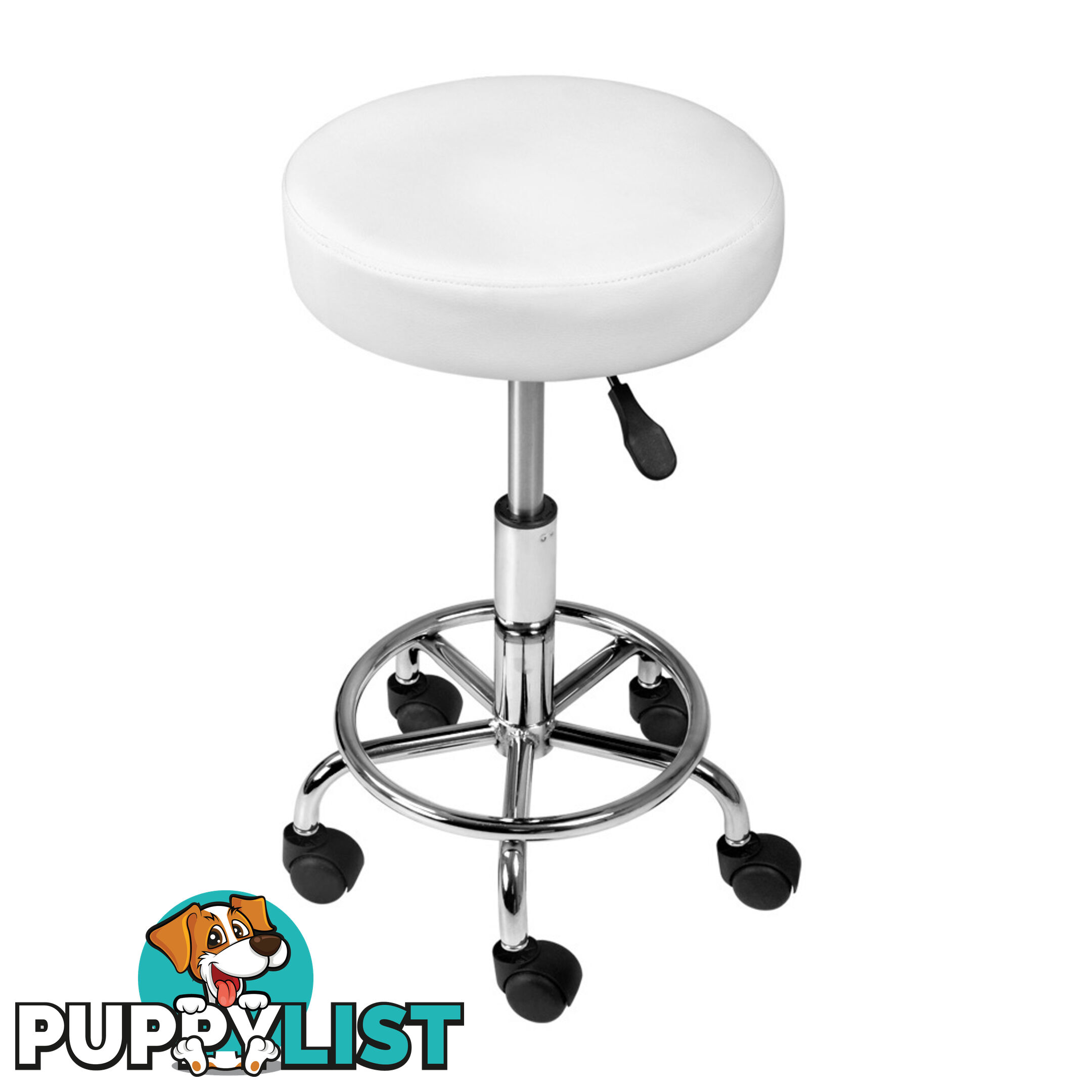 Round PU Swivel Salon Stool White