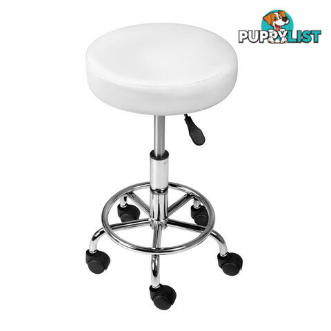 Round PU Swivel Salon Stool White