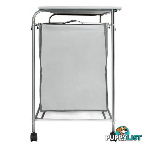 3 Compartment Laundry Trolley Hamper Cart Washing Basket Bag With Iron Board