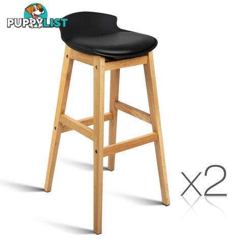 2 x High Seat Back Barstools Counter Chair Black