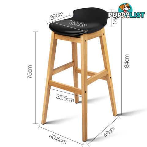 2 x High Seat Back Barstools Counter Chair Black