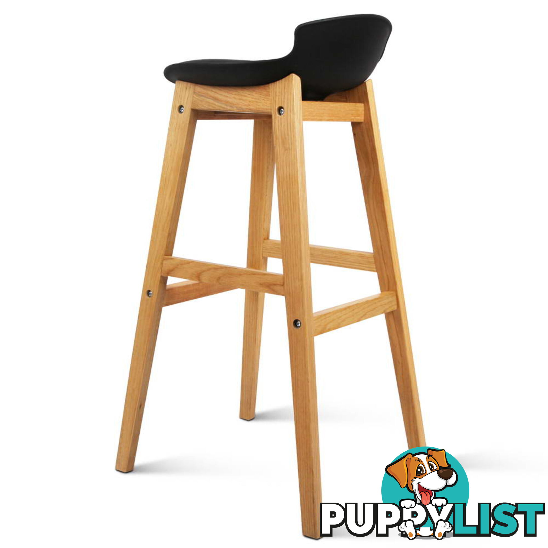 2 x High Seat Back Barstools Counter Chair Black