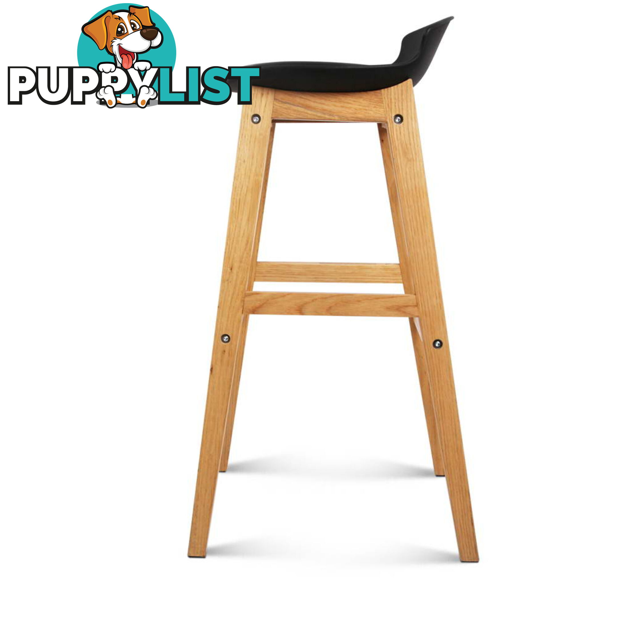 2 x High Seat Back Barstools Counter Chair Black