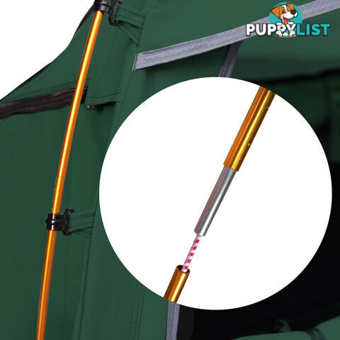 Double Swag Camping Canvas Tent Aluminium Pole Carry Bag Air Pillow Green