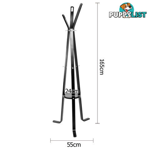 Clothes Stand Wooden Coat Rack Hat Jacket Hanger Black