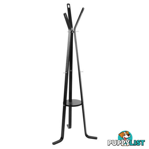 Clothes Stand Wooden Coat Rack Hat Jacket Hanger Black