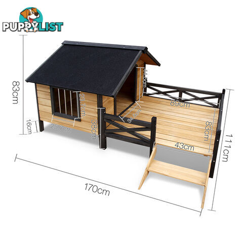 Dog Kennel with Patio - Black