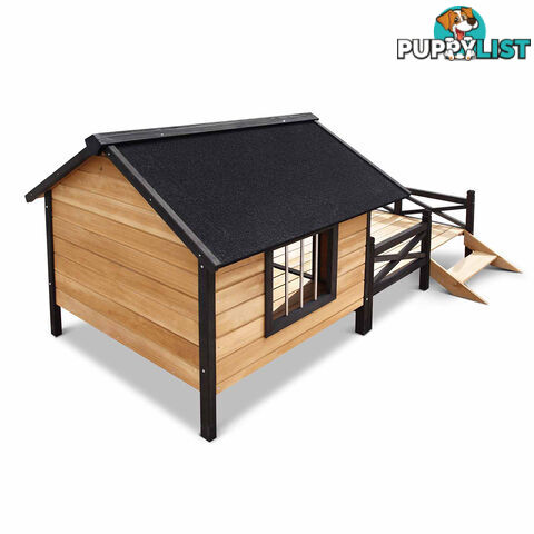 Dog Kennel with Patio - Black