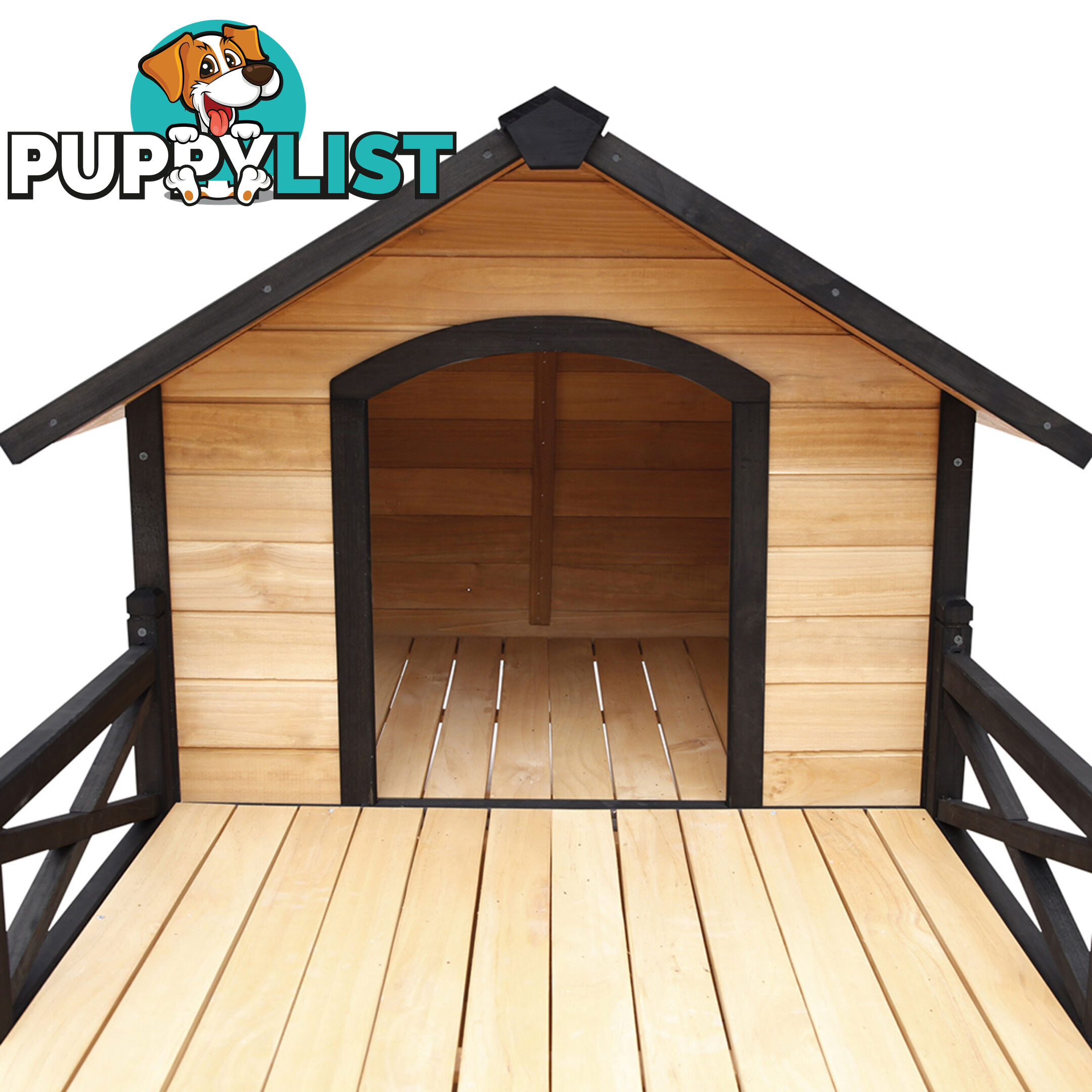 Dog Kennel with Patio - Black