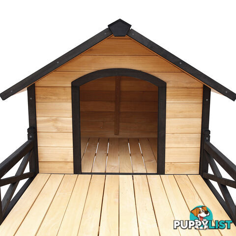 Dog Kennel with Patio - Black