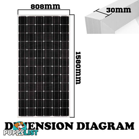 12V 200W Solar Panel Kit Home Generator Caravan Camping Power Mono Charging PWM