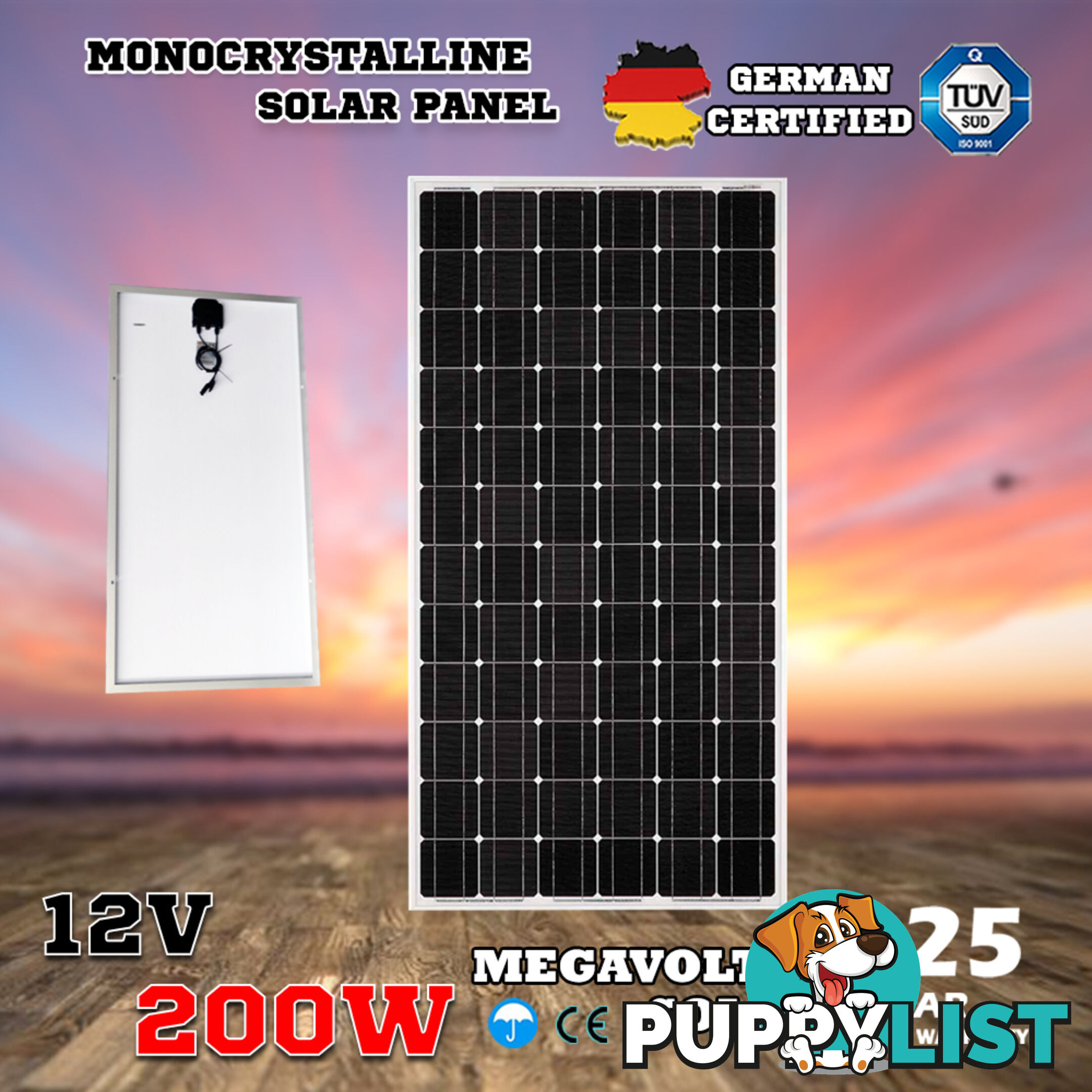 12V 200W Solar Panel Kit Home Generator Caravan Camping Power Mono Charging PWM